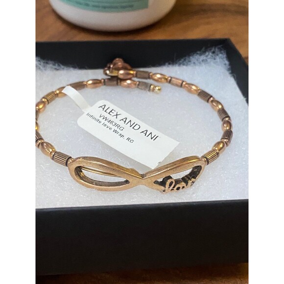 Alex and Ani Infinite Love Wrap Bangle Bracelet coppery gold finish Vintage-66 - Picture 2 of 11
